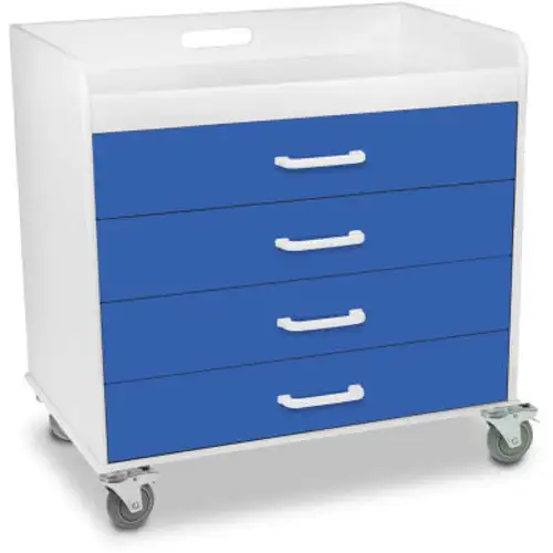 TrippNT-51131 Extra Wide Compact 4 Drawer Locking Cart Global Blue 27"W x 19"D x 27"H