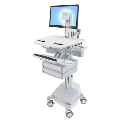 Ergotron ¬Æ SV44-1321-1 StyleView ¬Æ Medical Cart with LCD Pivot SLA Powered 2 Drawers