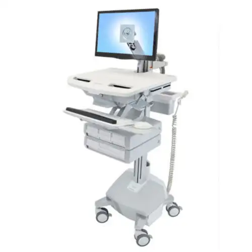 Ergotron ¬Æ SV44-1242-1 StyleView ¬Æ Medical Cart with LCD Arm LiFe Powered 4 Drawers