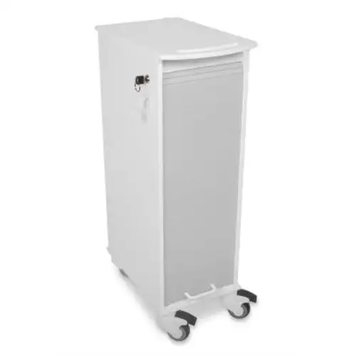 TrippNT-51977 Narrow Lockable Medical Lab Cart White Cart with Gray Front 12"W x 19"D x 36"H