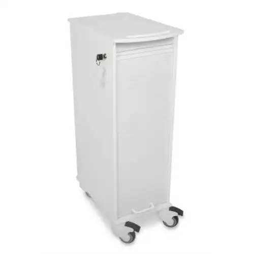 TrippNT-51976 Narrow Lockable Medical Lab Cart White 12"W x 19"W x 36"H