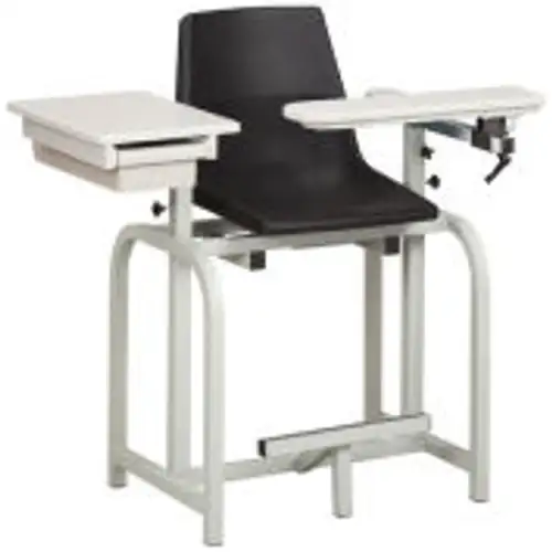 Clinton-66022-P Standard Lab Series Extra-Tall Blood Drawing Chair with Flip Arm and Drawer