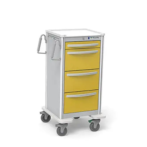 Waterloo Healthcare 4-Drawer Aluminum Junior X-Tall Isolation Cart Key Lock Yellow