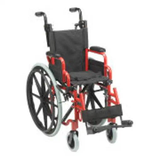 Drive Medical WB1200-2GFR Wallaby Pediatric Folding Wheelchair 12 " Seat Red