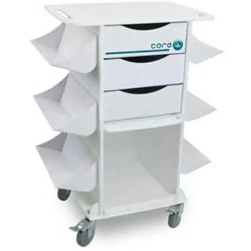 TrippNT-51018 White Core CL Medical Lab Cart with Clear Sliding Door 27"W x 19"D x 36"H