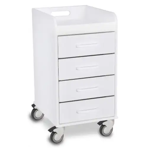 TrippNT-51032 Compact 4 Drawer Locking Medical Cart White 14"W x 19"D x 27"H