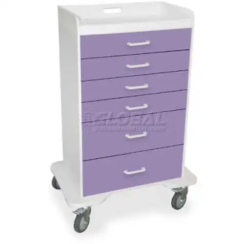 TrippNT-51074 Locking 6 Drawer Procedure Cart Gum Drop Purple 31"W x 20"D x 48"H