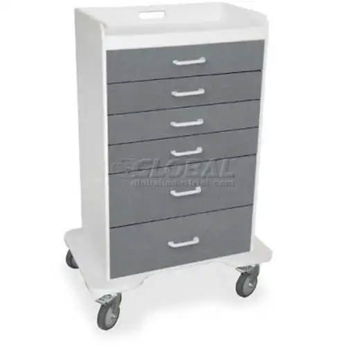 TrippNT-51079 Locking 6 Drawer Procedure Cart Silver Metallic 31"W x 20"D x 48"H