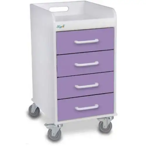 TrippNT-51083 Compact 4 Drawer Locking Medical Cart Gum Drop Purple 14"W x 19"D x 27"H