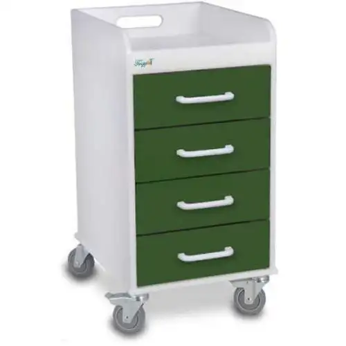 TrippNT-51084 Compact 4 Drawer Locking Medical Cart Hosta Leaf Green 14"W x 19"D x 27"H
