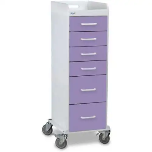 TrippNT-51092 Tall Locking 6 Drawer Medical Cart Silver 16"W x 19"D x 47"H
