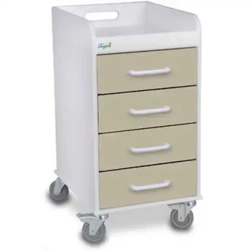 TrippNT-51087 Compact 4 Drawer Locking Medical Cart Almond Beige 14"W x 19"D x 27"H
