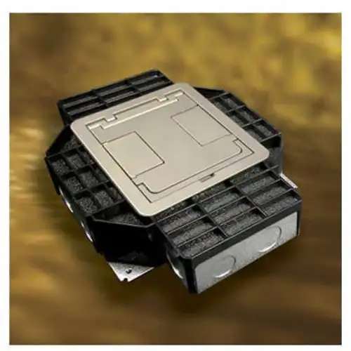 Wiremold Floor Bx 4-Compartment Stamped Recessed Bx W/Tunnel & 2 Recpt. Brackets Steel-Min 2