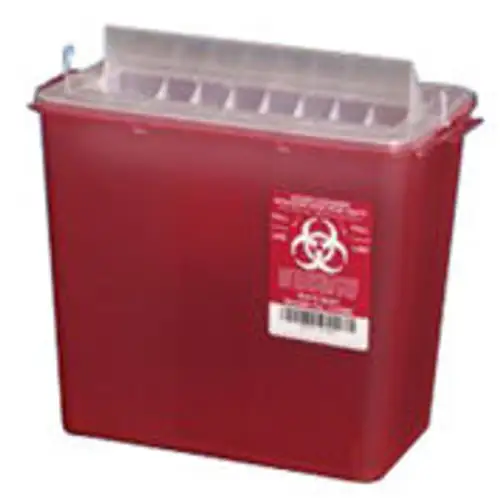 Plasti-Products 141020 5-Quart Sharps Container Horizontal Entry Red Case of 20