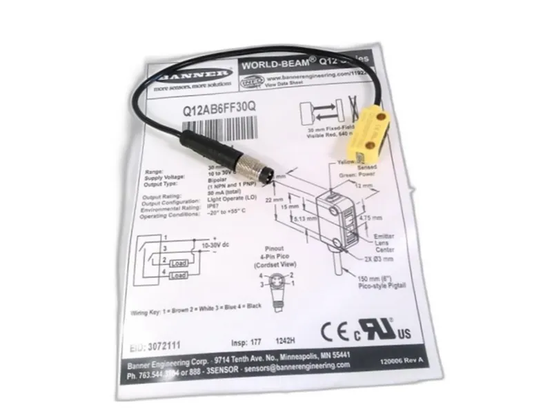 BANNER ENGINEERING Q12AB6FF30Q 光電感測器
