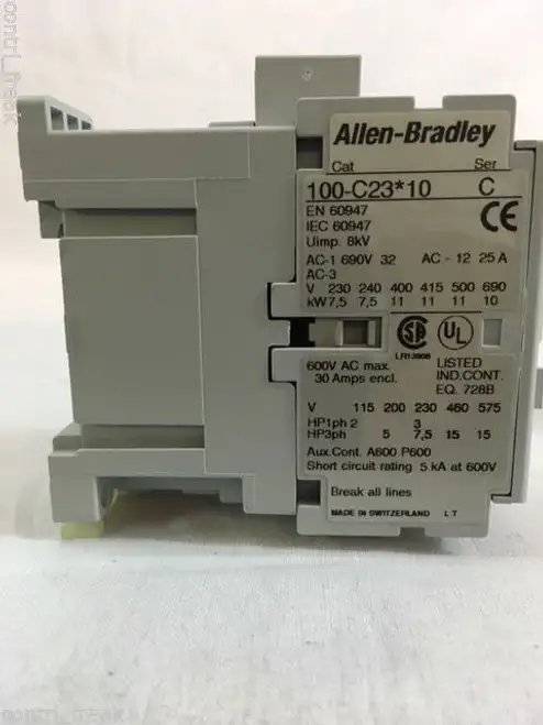 Allen Bradley 100-C23F10 23Amp 600Vac Max 220Vac 接觸器