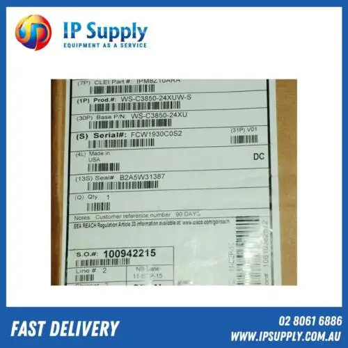 *Brand * Cisco Ws-C3850-24Xuw-S 24X 10Gbe Upoe Port Switch