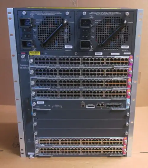 Cisco Catalyst Ws-C4510R+E 10-Slot Switch Chassis + Ws-X45-Sup7-E +Modules 2Xpsu