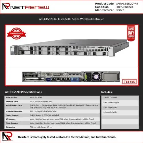 Cisco Air-Ct5520-K9 5520系列無線區域網路控制器