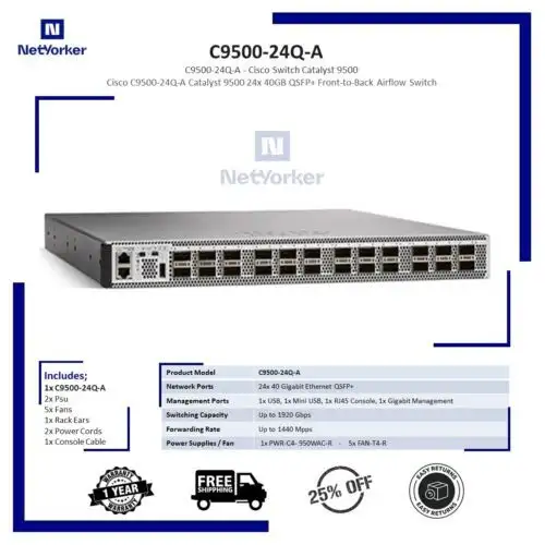 Cisco C9500-24Q-A Catalyst 9500 24X 40Gb Qsfp+ 交換機