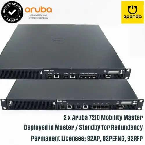 2X Aruba Dell-7210 Arcn0100 Unrestricted Master/Standy License 92(Ap/Pefng/Rfp)