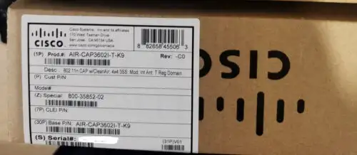 New Cisco Aironet 3600I Ieee 802.11N 450 Mbit/S Air-Cap3602I-T-K9 Access Point