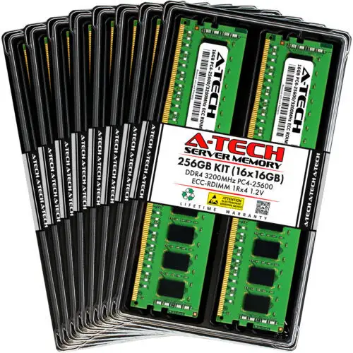 256Gb 16X 16Gb Pc4-3200 Rdimm Qnap Ts-H2490Fu-7232P-64G Memory Ram