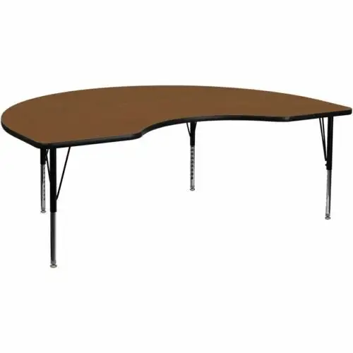 Flash Furniture 26" X 72" Kidney High Pressure Top Activity Table In Oak