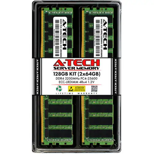 128Gb 2X 64Gb Pc4-3200 Lrdimm Qnap Ts-H1290Fx-7232P-64G Memory Ram