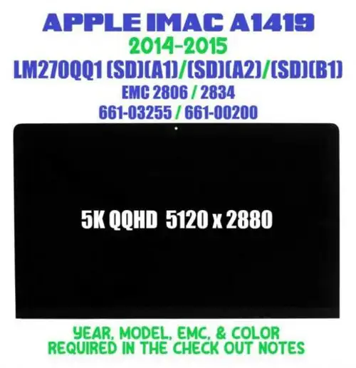 Apple A1419 LM270QQ1-SDB1 cụm màn hình LCD IPS Retina 5K 27 inch iMac