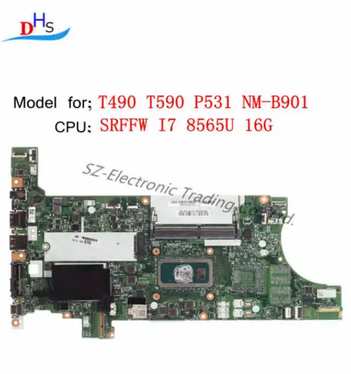 02Hk945 For Lenovo Thinkpad T490 T590 P531 Motherboard Nm-B901 I7-8565U 16Gb Uma