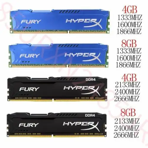 Hyperx Fury 64Gb 32Gb 16Gb 8Gb 4Gb Ddr3 1333 1600 1866 Ddr4 2133 2400Mhz