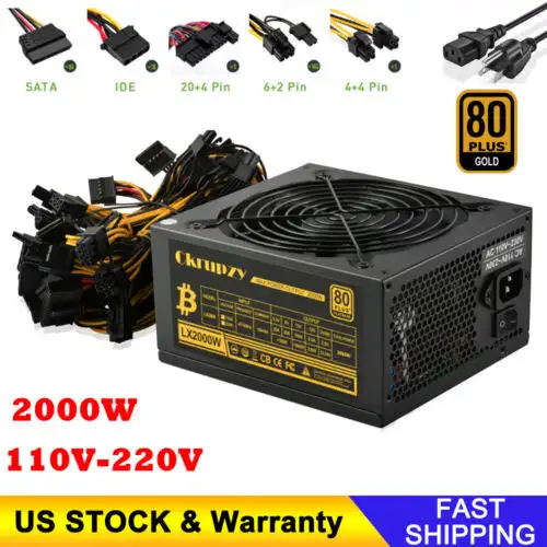 Alimentation minière modulaire 2000W Psu 8 Graphics Gpu Eth Rig Ethereum Miner
