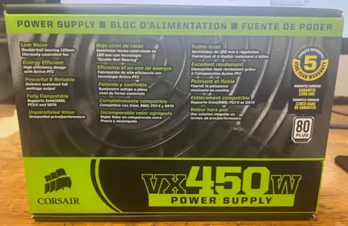 Corsair Cmpsu-450Vx 450 W Atx12V V2.2 80 PlusActive Pfc Compat W/ I7