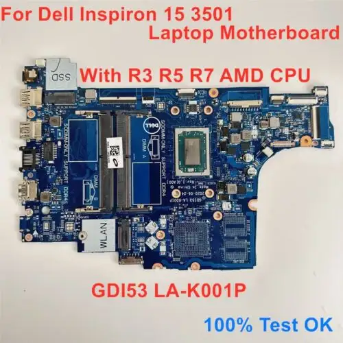 La-K001P For Dell Inspiron 15 3501 Motherboard With R3 R5 R7 Amd Cpu Cn-0Gwd64