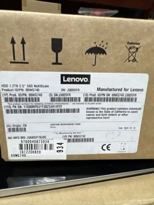00Wg740 Original Lenovo Hard Drive 1.2Tb 2.5¬î Sas Nextscale