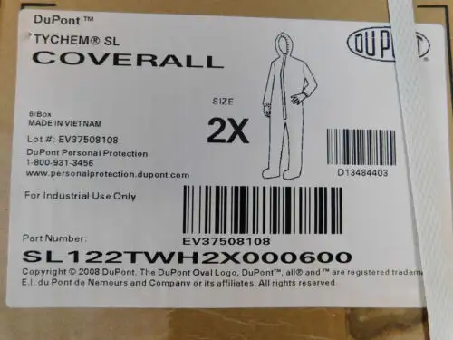 Dupont Tychem Sl Sl122Twh2X000600 Coverall Case Of 6 Size 2X Msp
