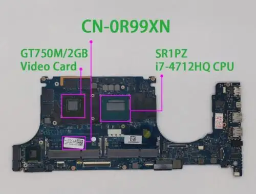 For Dell Laptop Xps 15 9530 Cn-0R99Xn W I7-4712Hq Cpu Gt750M 2Gb Gpu Motherboard