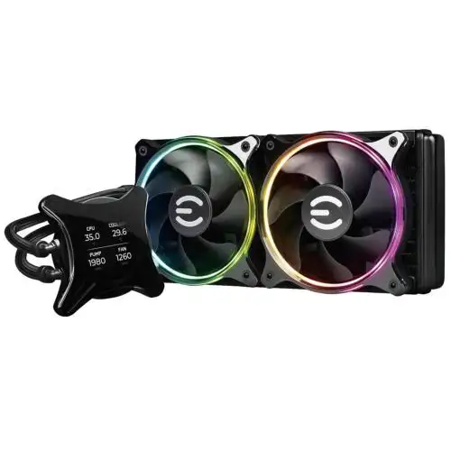 Evga Clcx 240Mm All-In-One Lcd Cpu Liquid Cooler 2X 120Mm Pwm Argb Fans Inte