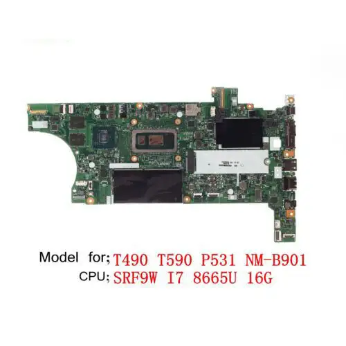 01Yt410 For Lenovo Thinkpad T490 T590 P531 Motherboard Nm-B901 I7-8665U 16Gb