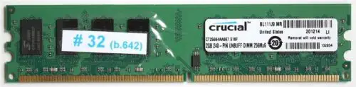 Memory 2Gb 240P Unbuff Dimm 256Mx64 Ct25664Aa667.S16F