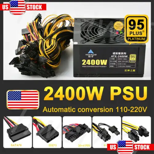 Alimentation minière 2400W Psu 110V pour 8 Gpu Miner Usa
