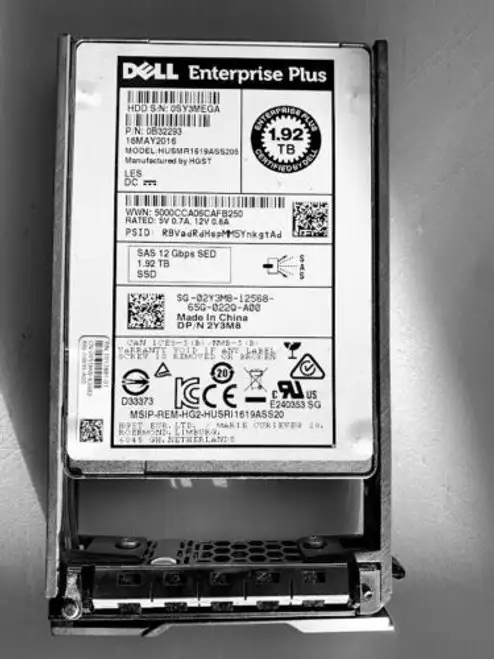 2Y3M8 Dell Compellent 1.92Tb Sas 12Gbs 2.5'' Ssd Husmr1619Ass205 Enterprise Plus