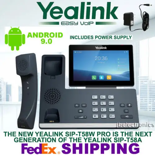 Yealink Sip-T58W Pro Ip Phone Wifi Bluetooth Android + Power Supply