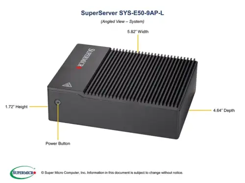 Supermicro Sys-E50-9Ap-L Cse-E50-L A2Sap-H Hf Rohs