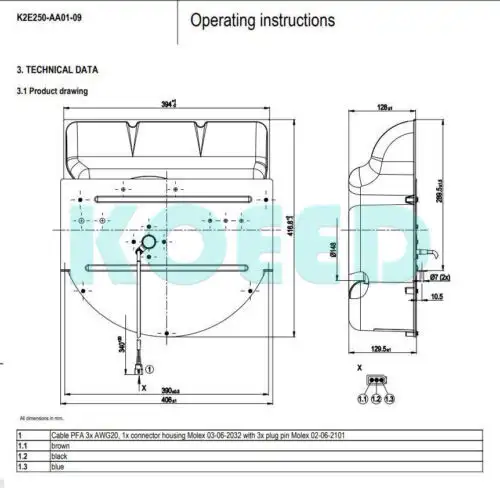 Ebmpapst K2E250-Aa01-09 230Vac 275W 2450Rpm odstředivý chladicí ventilátor