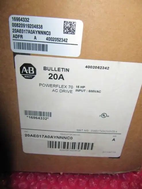 Allen Bradley Powerflex 70 20Ae017A0Aynnnc0 15 Hp Ac Drive