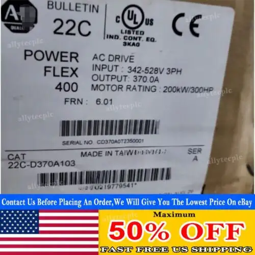 Allen Bradley 22C-D370A103 Powerflex 400- 200 Kw (300 Hp) 交流驅動器