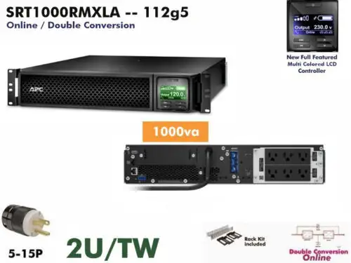 112G5~ Apc Smart Ups Online 1000Va Srt1000Rmxla 120V Lcd 1Kva 2U #Newbatts+Warr