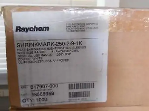 Neu von 1000 Raychem Wire Id Shrinkmark 250-2-9-1K Drahtgröße #1 - 250